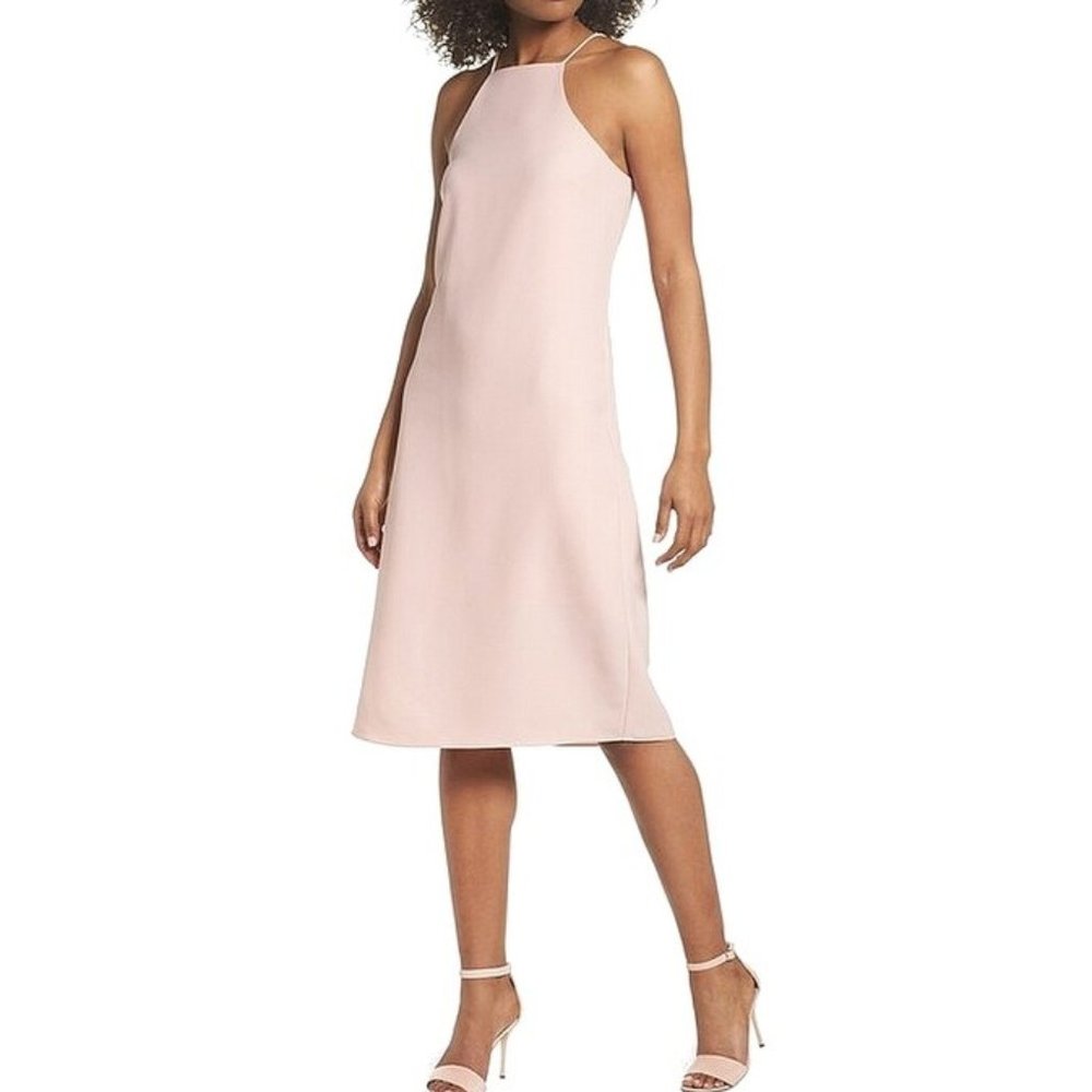 Sam Edelman size 14 high neck spaghetti strap knee length light sleeveless dress